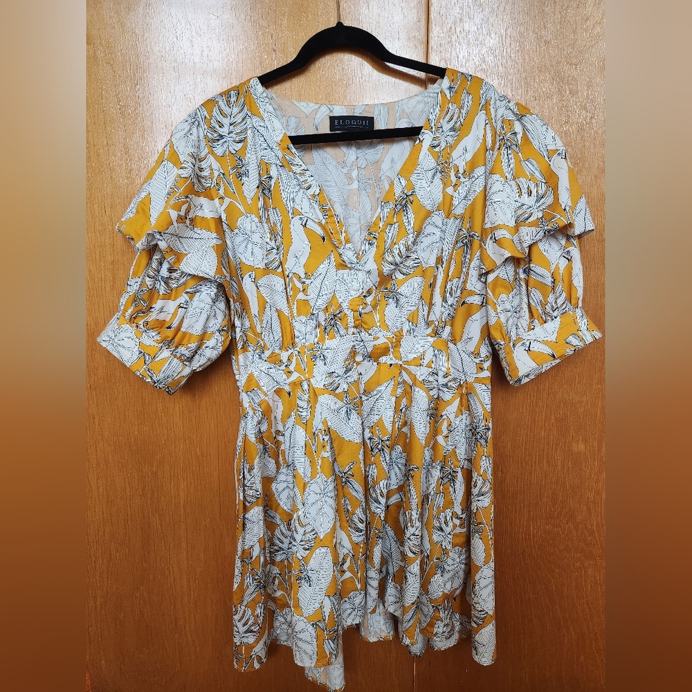 Puff Sleeve Dress with Toucan Print - Size 14